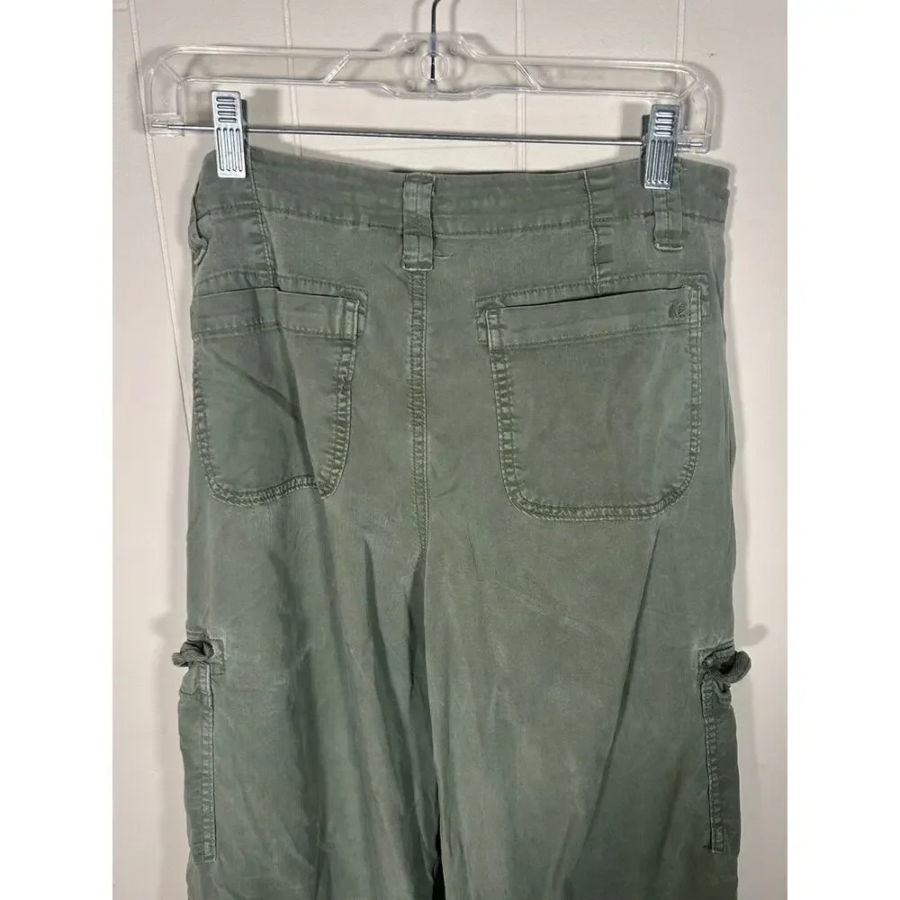 American Eagle High Rise Baggy Cargo Pants Women 10 Green Y2K Streetwear Casual - Picture 4 of 9